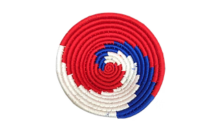 Sabai Handwoven Grass Wall Basket at Home, SIze 30CM, Red, Blue and White Color