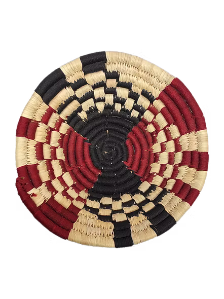 Sabai Handwoven Grass Wall Decor, Size 30CM, Natural and Maroon Color