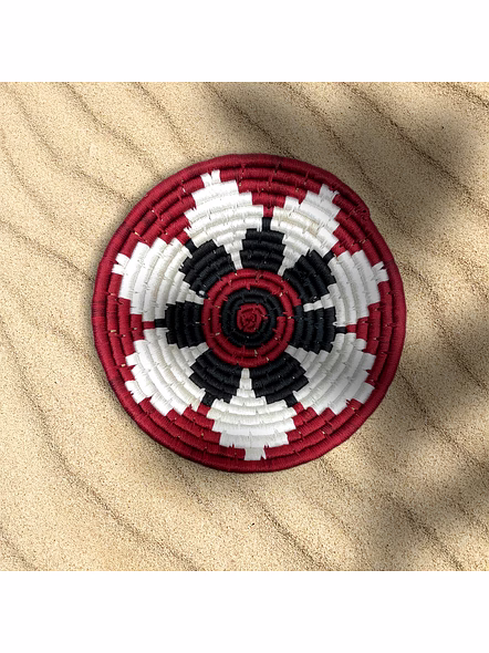 Sabai Handwoven Wall Decoration Baskets with Grass, Size 30CM, Maroon and Black Color-30CM-3