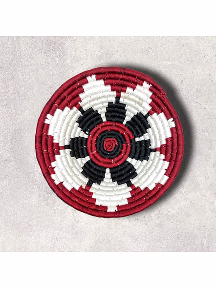 Sabai Handwoven Wall Decoration Baskets with Grass, Size 30CM, Maroon and Black Color-30CM-2