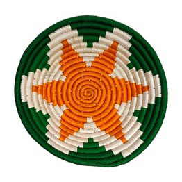 sigmascott sabai handwoven grass wall basket art, size 30cm, orange and green color
