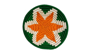 Sabai Handwoven Grass Wall Basket art, Size 30CM, Orange and Green Color