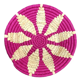sigmascott sabai handwoven grass wall decor art basket, size 30cm, pink color