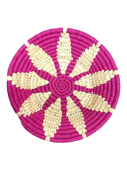 Sabai Handwoven Grass Wall Decor art Basket, Size 30CM, Pink Color