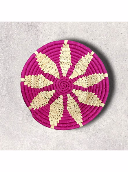 Sabai Handwoven Grass Wall Decor art Basket, Size 30CM, Pink Color-30CM-5