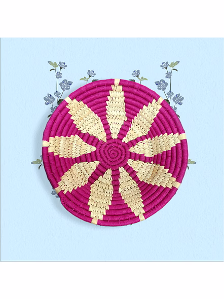 Sabai Handwoven Grass Wall Decor art Basket, Size 30CM, Pink Color-30CM-2