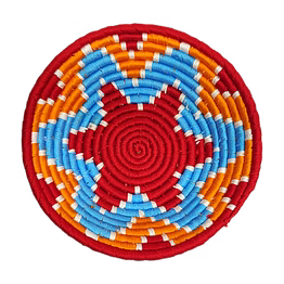 sigmascott sabai handwoven grass craft baskets, size 30cm, red and blue color