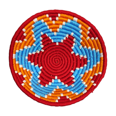 sigmascott sabai handwoven grass craft baskets, size 30cm, red and blue color