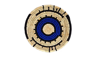 Sabai Handwoven Grass Wall Baskets, Size 30CM, Blue and Natural Color