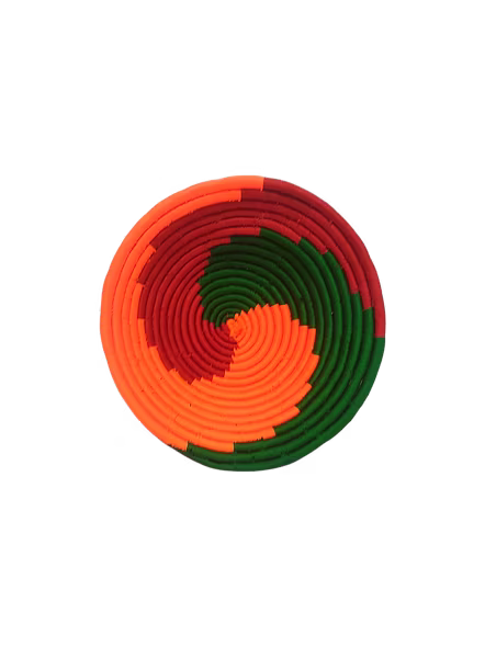 Handwoven Sabai Grass Baskets wall decor, Size 30CM, Green and Orange Color