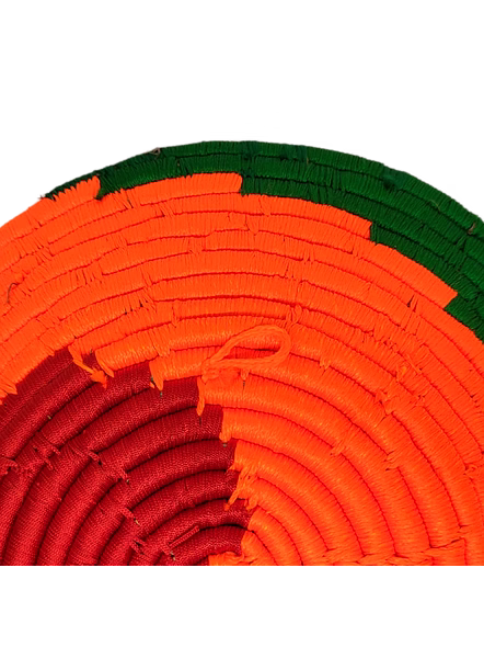 Handwoven Sabai Grass Baskets wall decor, Size 30CM, Green and Orange Color-30CM-4