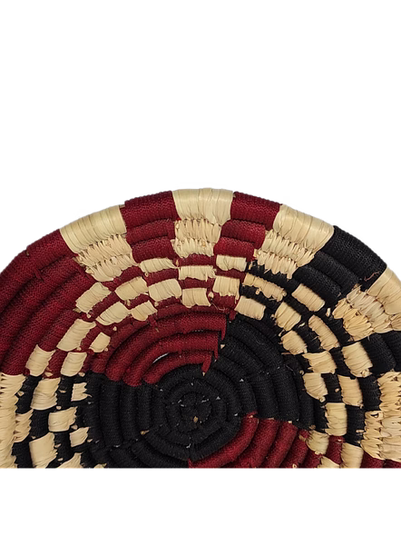 Sabai Handwoven Grass Wall Decor, Size 30CM, Natural and Maroon Color-30CM-4