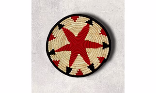 Handicraft Sabai Grass Home Decor Wall Plate, Size 30CM, Red Color