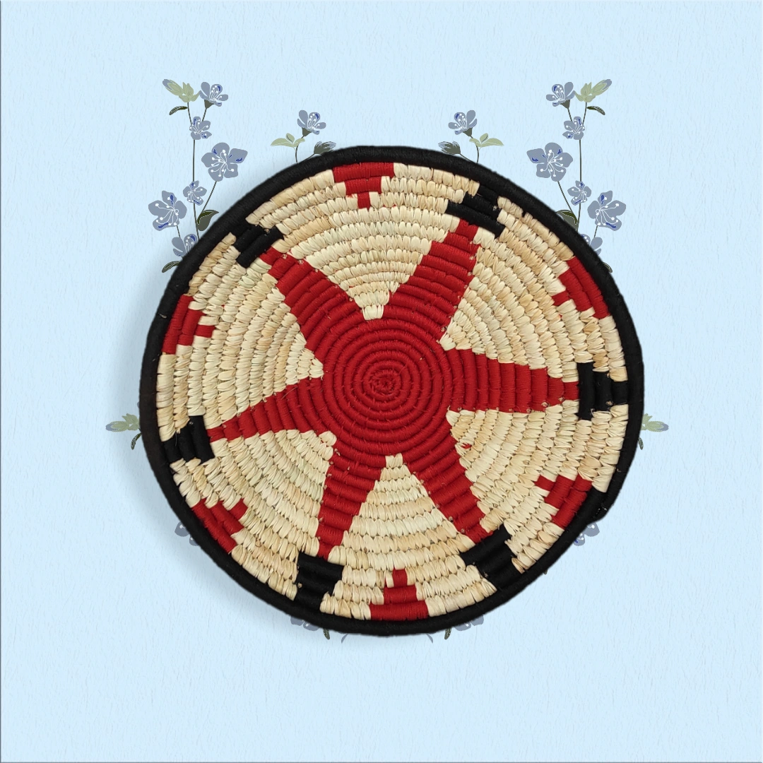 Handicraft Sabai Grass Home Decor Wall Plate, Size 30CM, Red Color-30CM-5