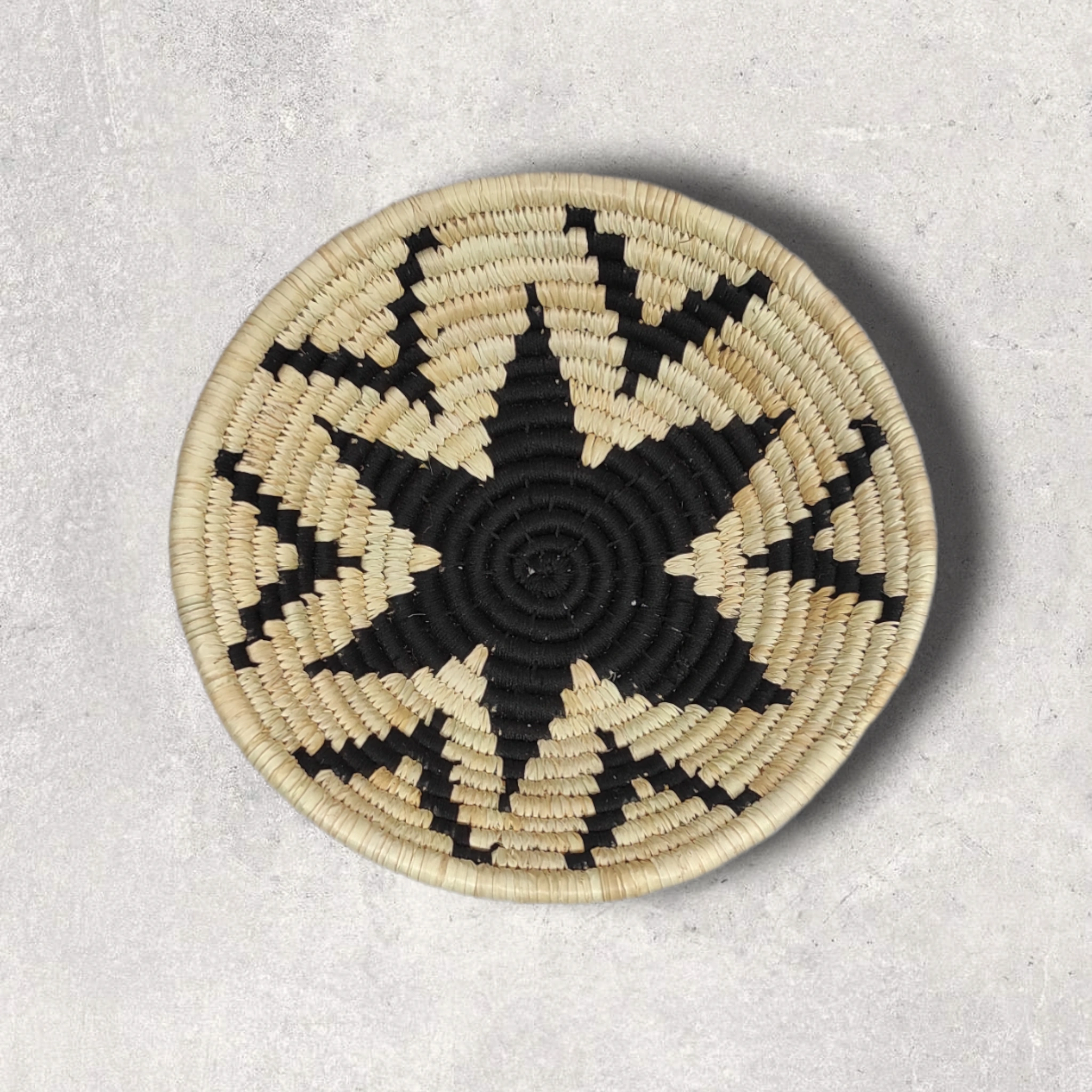 Handwoven Indian craft Sabai Grass Wall Plate, Size 30CM, Black Color-30CM-5