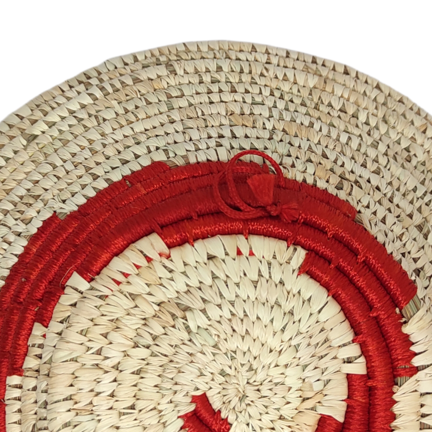 Indian crafty Handicraft Sabai Grass and Palm Leaf Wall Plate, Size 30CM, Red Color-30CM-5