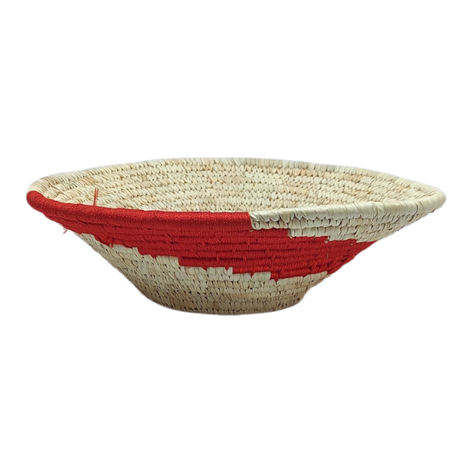 Indian crafty Handicraft Sabai Grass and Palm Leaf Wall Plate, Size 30CM, Red Color-30CM-4