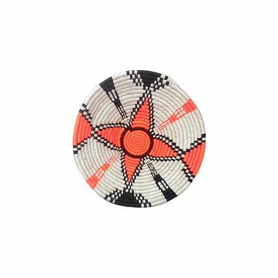 sigmascott sabai handwoven hanging grass wall baskets, size 30cm, orange and black color