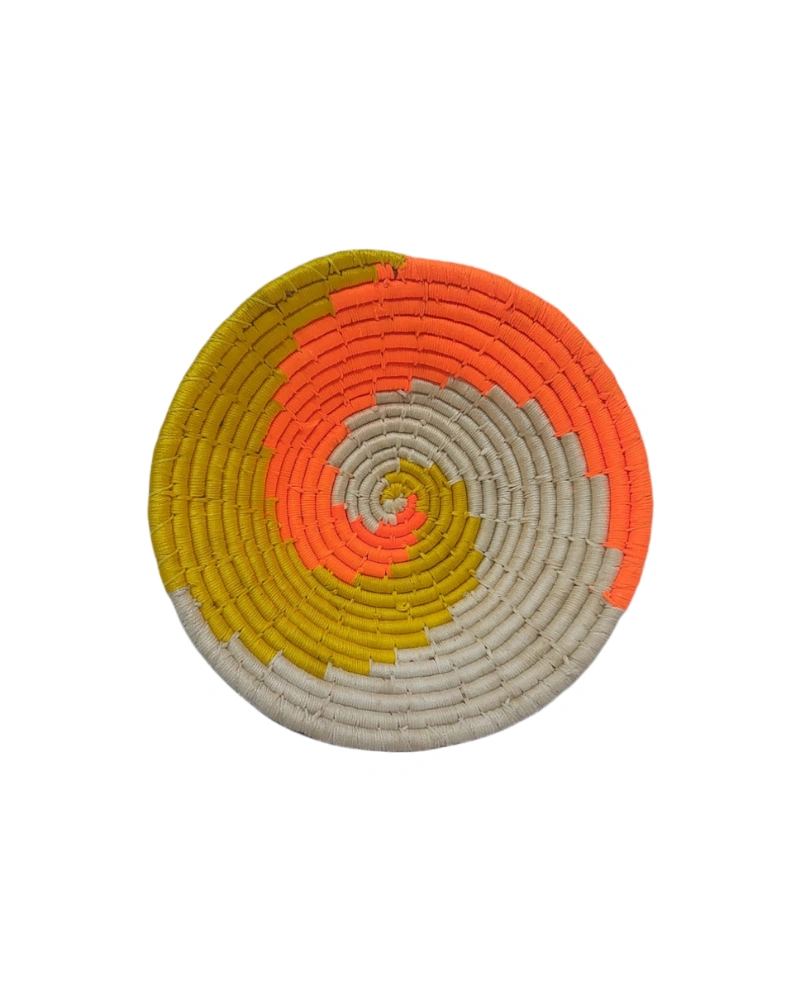 Handwoven Sabai Grass wall design bedroom, Size 30CM, Yellow and Orange Color-SGWP-1166-1