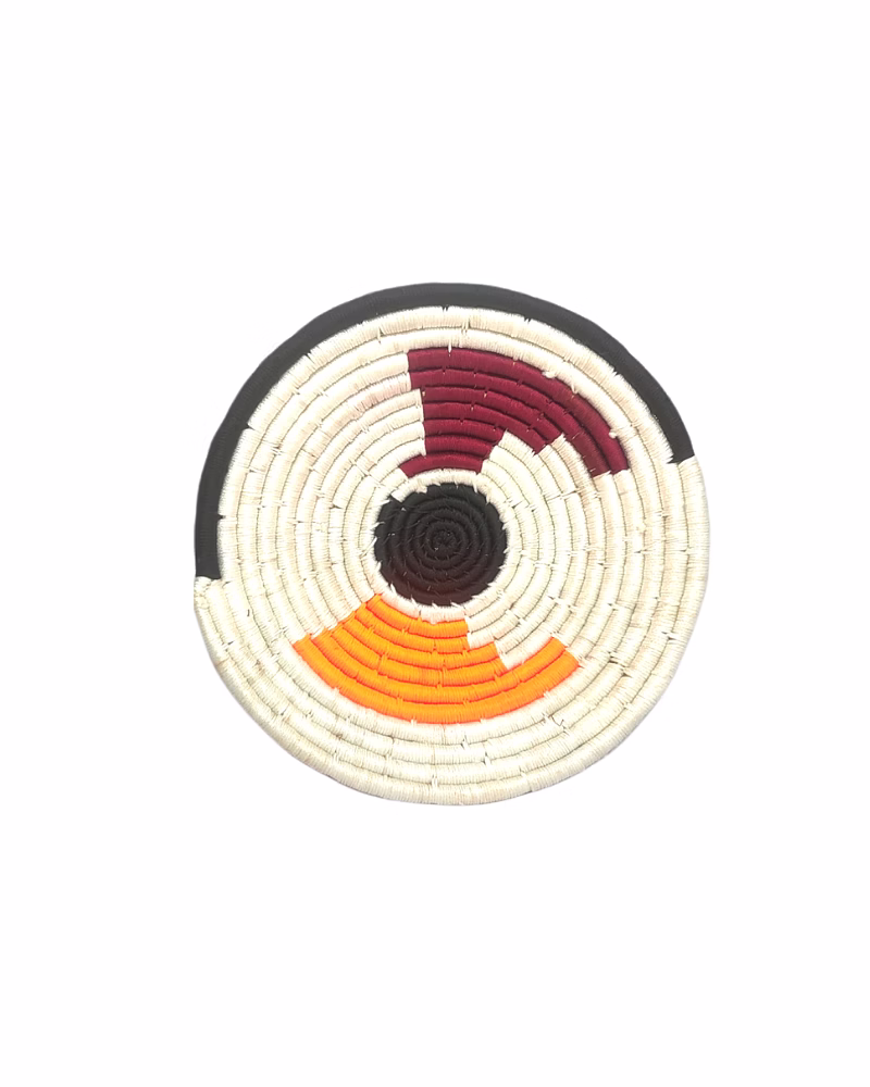 sigmascott sabai handwoven grass basket wall decor, size 30cm, brown and orange color