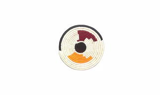 Sabai Handwoven Grass Basket Wall Decor, Size 30CM, Brown and Orange Color
