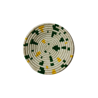 Handicrafts of India Sabai Grass and Palm Leaf Wall Plate, Size 30CM, White Color