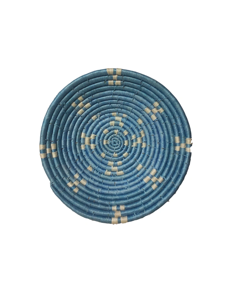 Handmade Craft for Home Decor Sabai Grass Wall Plate, Size 30CM, Blue Color-SWP-002