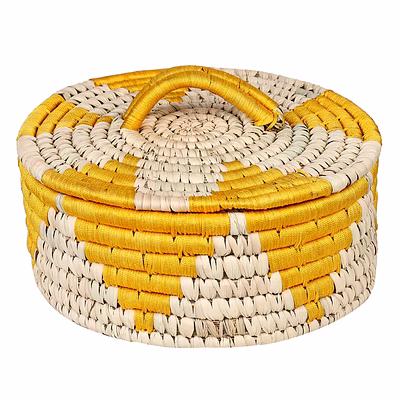 sigmascott store handcrafted sabai grass date palm leaf thread roti box for serving on dining table | handmade chapatti box | container for home kitchen