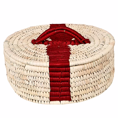 sigmascott store handcrafted sabai grass date palm leaf thread roti box for serving on dining table | handmade chapatti box | container for home kitchen sgbo-04