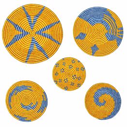 sigmascott store handcrafted sabai grass plate | handmade eco-friendly wall & home decor handcrafted | bohemian | living room set of 5 (small, medium, large) (yellow)