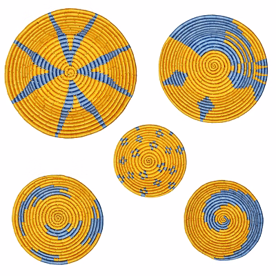 sigmascott store handcrafted sabai grass plate | handmade eco-friendly wall & home decor handcrafted | bohemian | living room set of 5 (small, medium, large) (yellow)