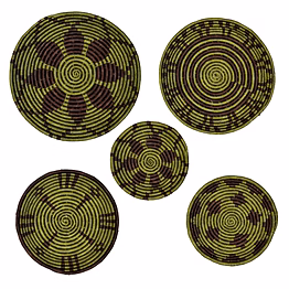 sigmascott store handcrafted sabai grass plate | handmade eco-friendly wall & home decor handcrafted | bohemian | living room set of 5 (small, medium, large) (green)