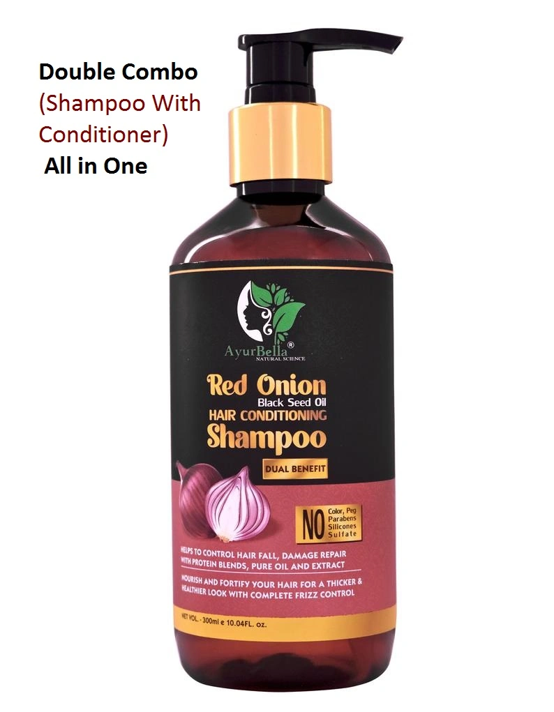 Ayurbella RED ONION BLACK seed Hair Conditioning Shampoo 10.14 fl.&amp; Oil 6.77 fl.-1