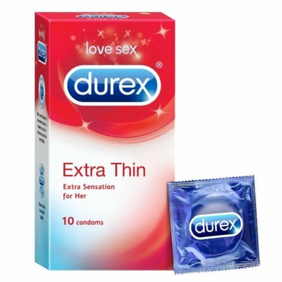 Durex Extra Thin Condoms for Men Extra sensation for her pack of 10 condoms - 100 condems