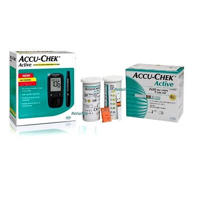 Accu-Chek Active Blood Glucose Meter Sugar Monitoring System Kit With 110 Strips