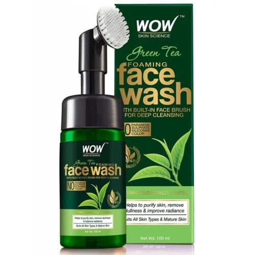 Wow Green Tea Foaming Face Wash - With Green Tea &amp; Aloe Vera Extract - 100ml-11837626