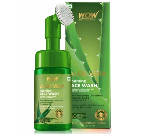 WOW Skin Science Aloe Vera Foaming Face Wash With Built-In Face Brush For Deep C-11837682