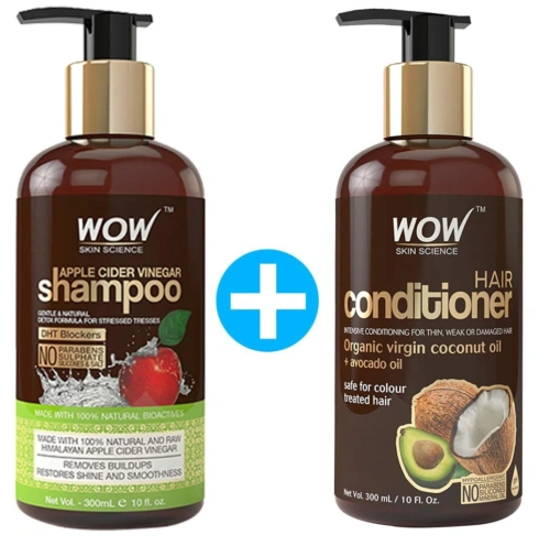 WOW Apple Cider Vinegar Shampoo Twosome No Parabens &amp; Sulphates Hair Care-600 Ml-11837956