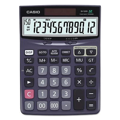 Casio DJ-120D 150 Steps Check & Correct Desktop Calculator 12 Digit Bigger Scree