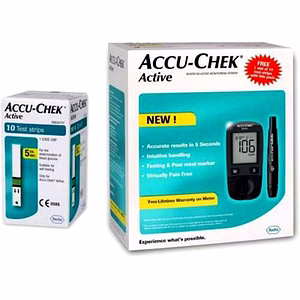 Accu-Chek Active Blood Glucose Meter Sugar Monitoring System Kit With 10 Strips