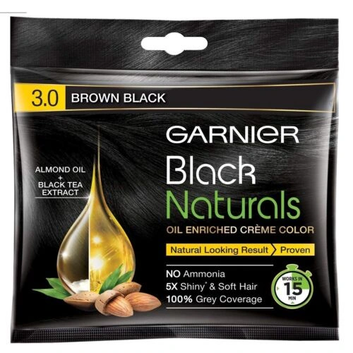 5 pack Garnier Black Naturals Oil Enriched Cream Color Hair Dye Brown Black-11838418