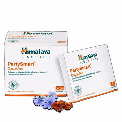 willmar schwabe himalaya party smart capsules prevents hangover headaches herbals - 25 capsules