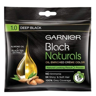 5 pack Garnier Black Naturals Oil Enriched Cream Color Hair Dye DEEP BLACK