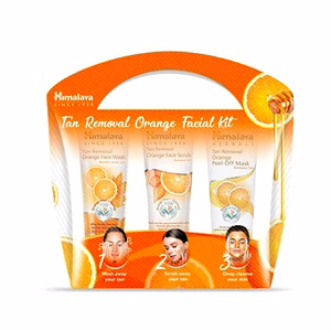 Himalaya Tan Removal Orange Facial Kit Orange Peel-Off Mask, Face Scrub & Wash