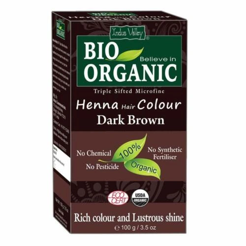 INDUS VALLEY 100% Organic Hair Color, Dark Brown (100g)-11842776