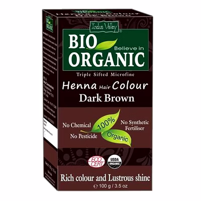 willmar schwabe indus valley 100% organic hair color, dark brown (100g)