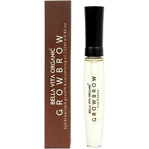 Bella Vita Organic Grow Brow Eyebrows & Eyelash Hair Growth Oil, 12 ml/ 0.4 floz