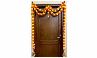 SPHINX ARTIFICIAL MARIGOLD FLUFFY FLOWER GARLANDS DOOR TORAN SET/DOOR HANGINGS – YELLOW & DARK ORANGE (APPROX 100 X 152 CMS)