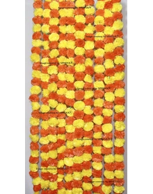 SPHINX Artificial Marigold Fluffy Flowers Garlands(GENDA TORAN) for Decoration - Pack of 10 (Yellow & Dark Orange)
