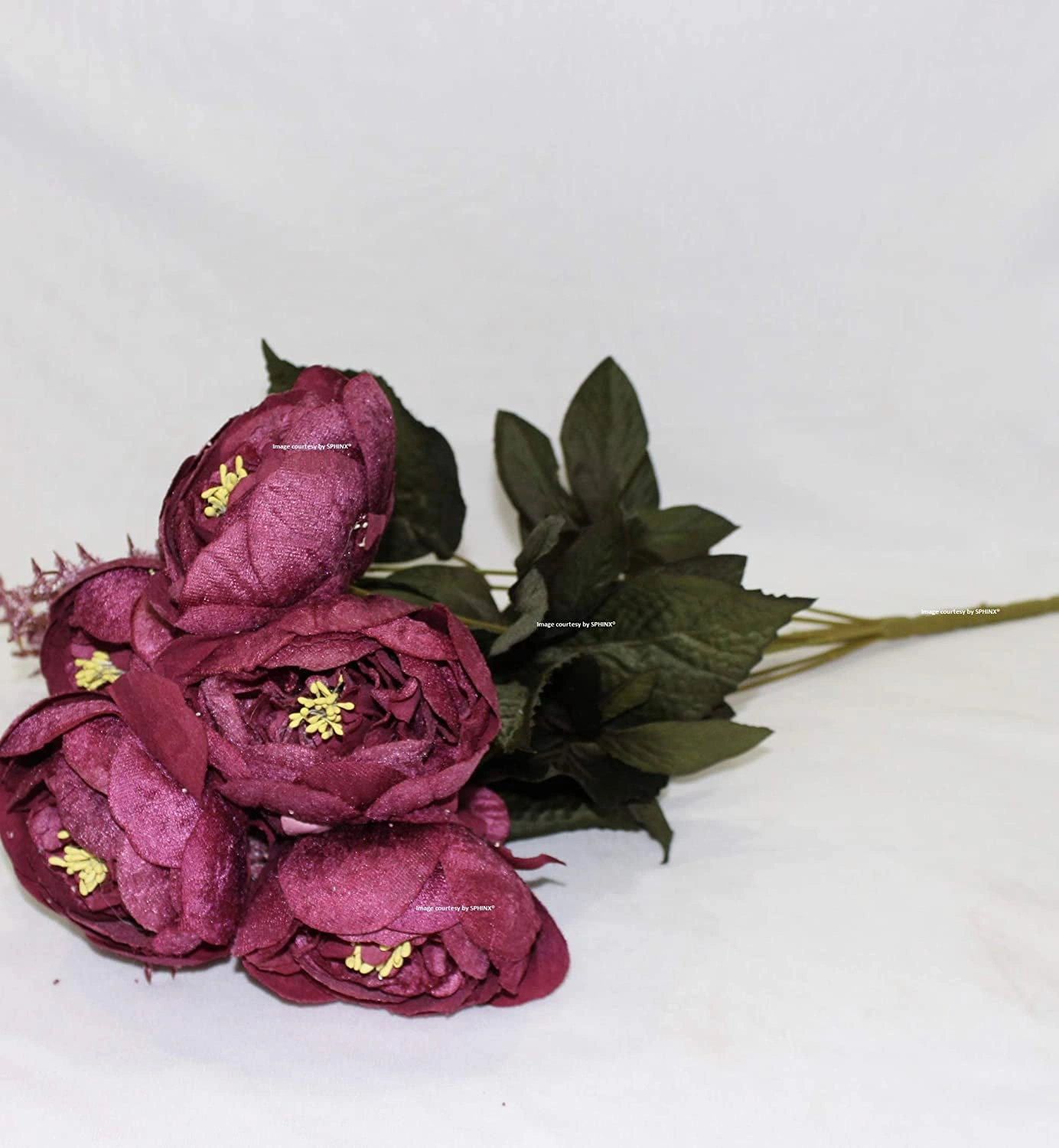 SPHINX Artificial Big Peonies Silk Flowers Bunch (Dark Pinkish Purple, 1 Piece)-2